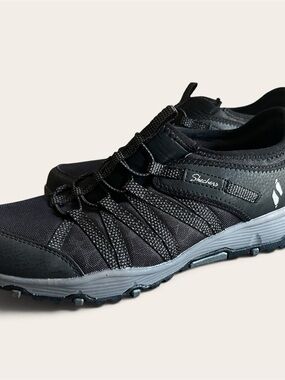 Skechers Women’s Black Athletic Slip-On Sneakers with Gray Sole